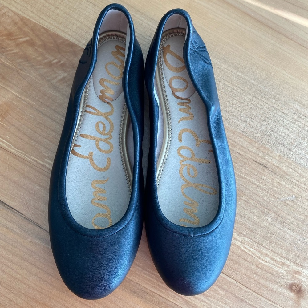 Black Leather Sam Edelman Ballet Flats